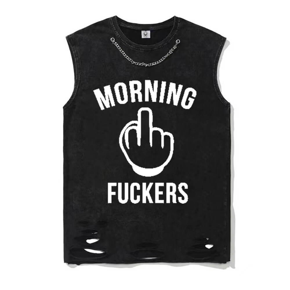 Morning Fuckers Vintage Washed Cotton Vest Top