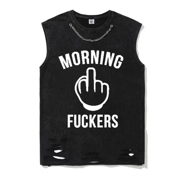 Morning Fuckers Vintage Washed T-shirt Vest