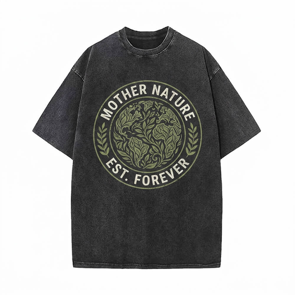 Mother Nature Est. Forever Vintage Washed Cotton T-shirt | Gthic.com