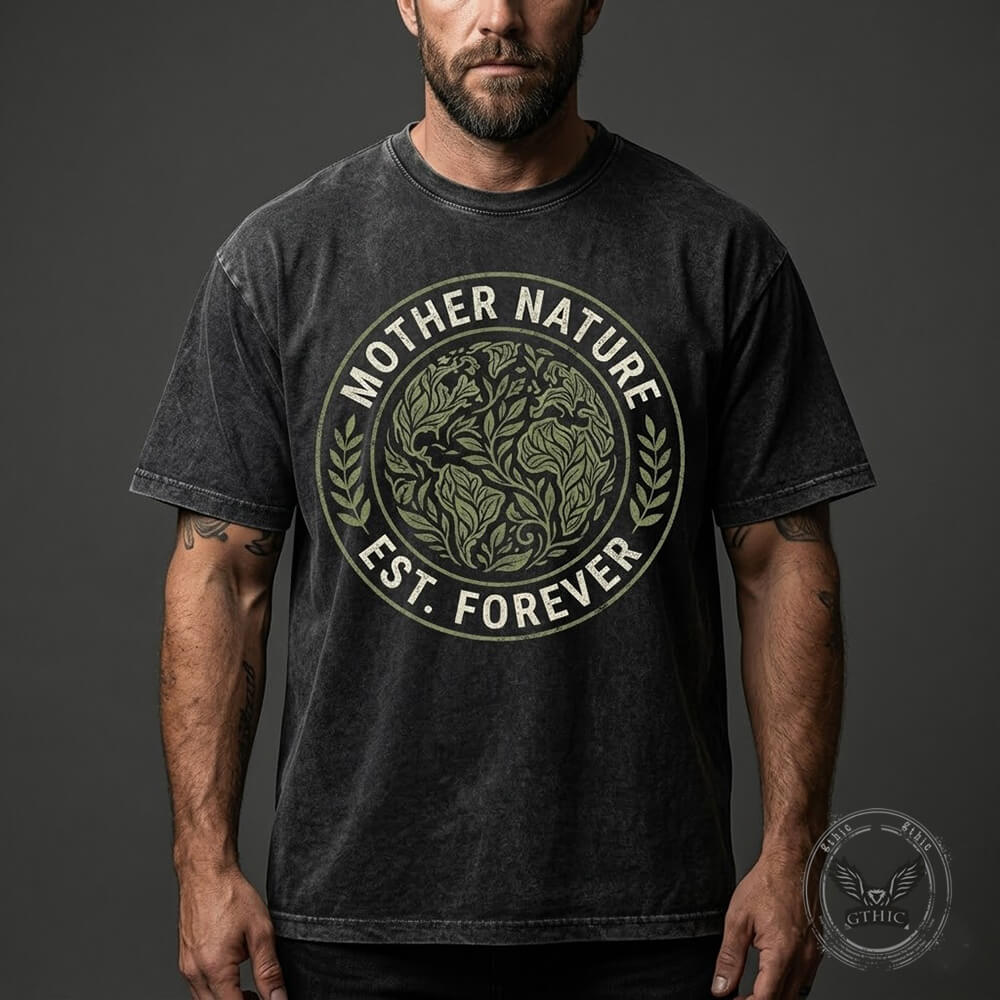 Mother Nature Est. Forever Vintage Washed Cotton T-shirt | Gthic.com