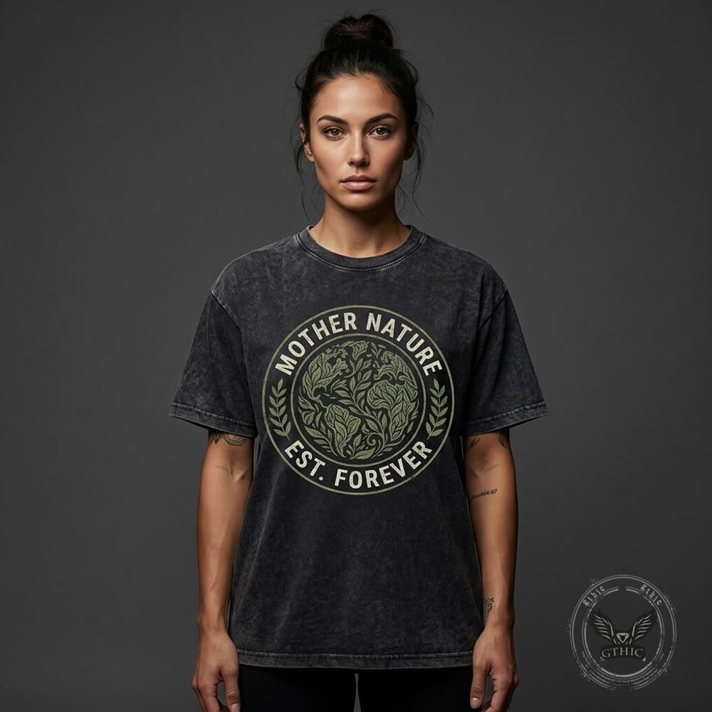 Mother Nature Est. Forever Vintage Washed Cotton T-shirt | Gthic.com