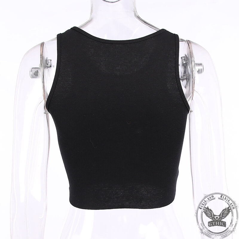 Mouse Print Cotton Crop Top | Gthic.com