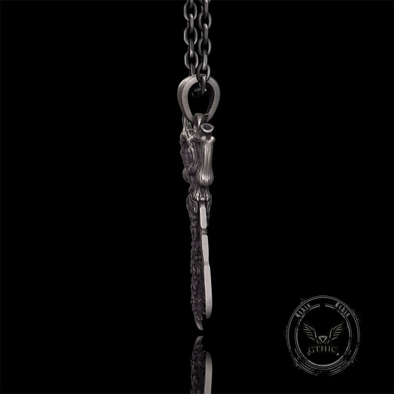 Movable Scissors Shaped Crocodile Sterling Silver Pendant | Gthic.com