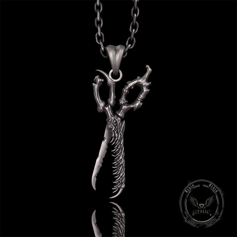 Movable Scissors Shaped Crocodile Sterling Silver Pendant | Gthic.com