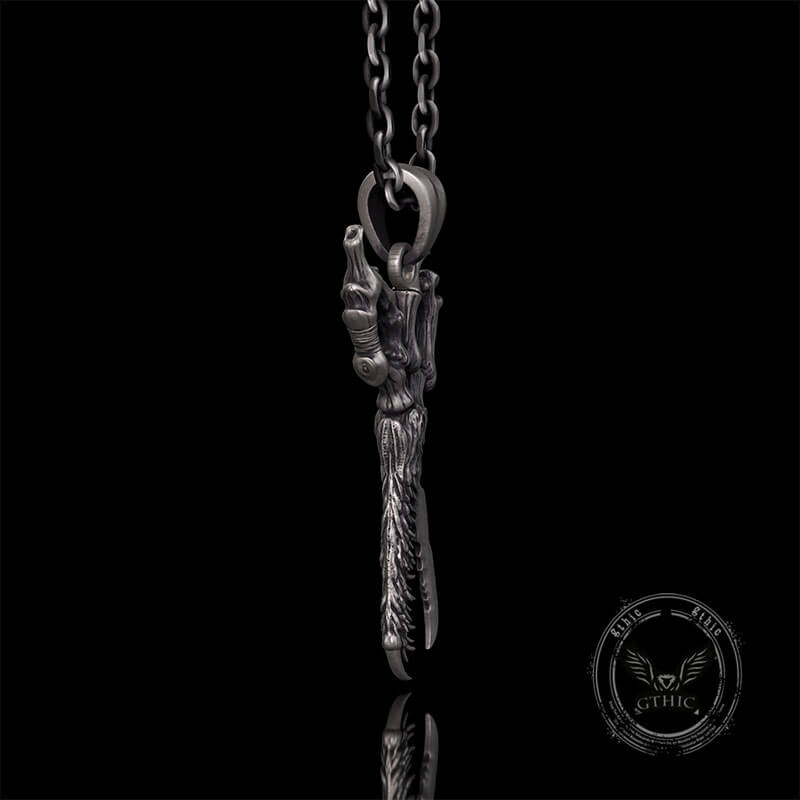 Movable Scissors Shaped Crocodile Sterling Silver Pendant