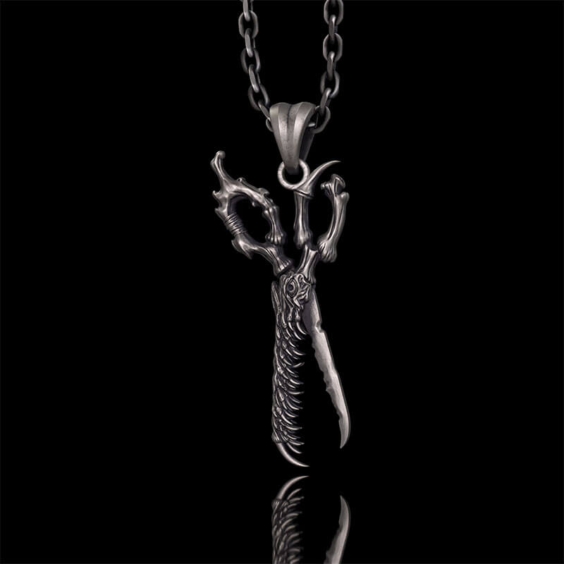 Movable Scissors Shaped Crocodile Sterling Silver Pendant | Gthic.com