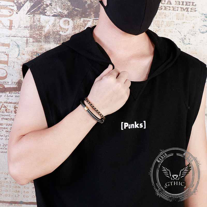 Multi-Layer Braided Stainless Steel Magnet Clasp Bracelet | Gthic.com