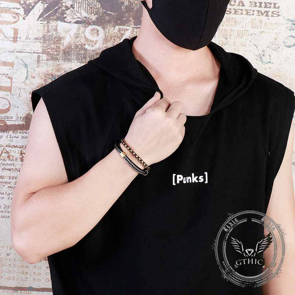 Multi-Layer Braided Stainless Steel Magnet Clasp Bracelet | Gthic.com