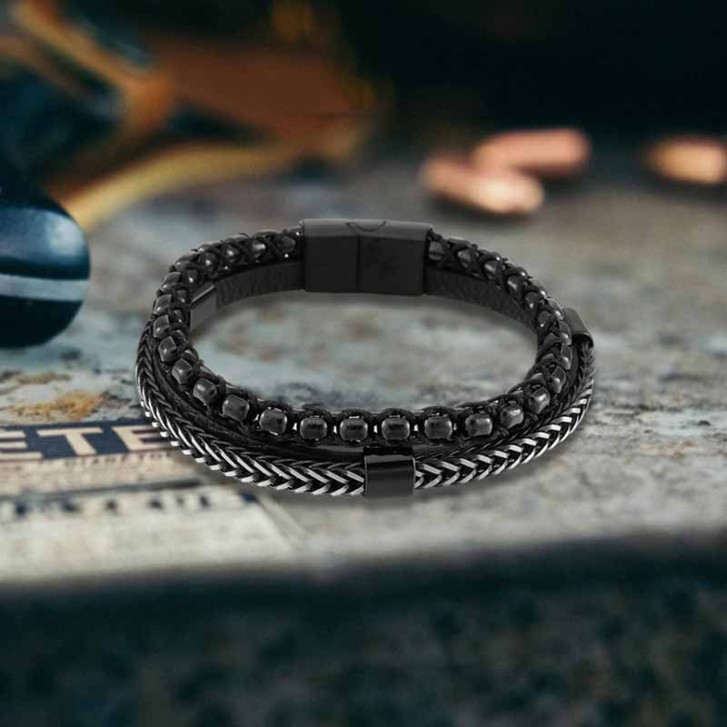 Multi-Layer Braided Stainless Steel Magnet Clasp Bracelet