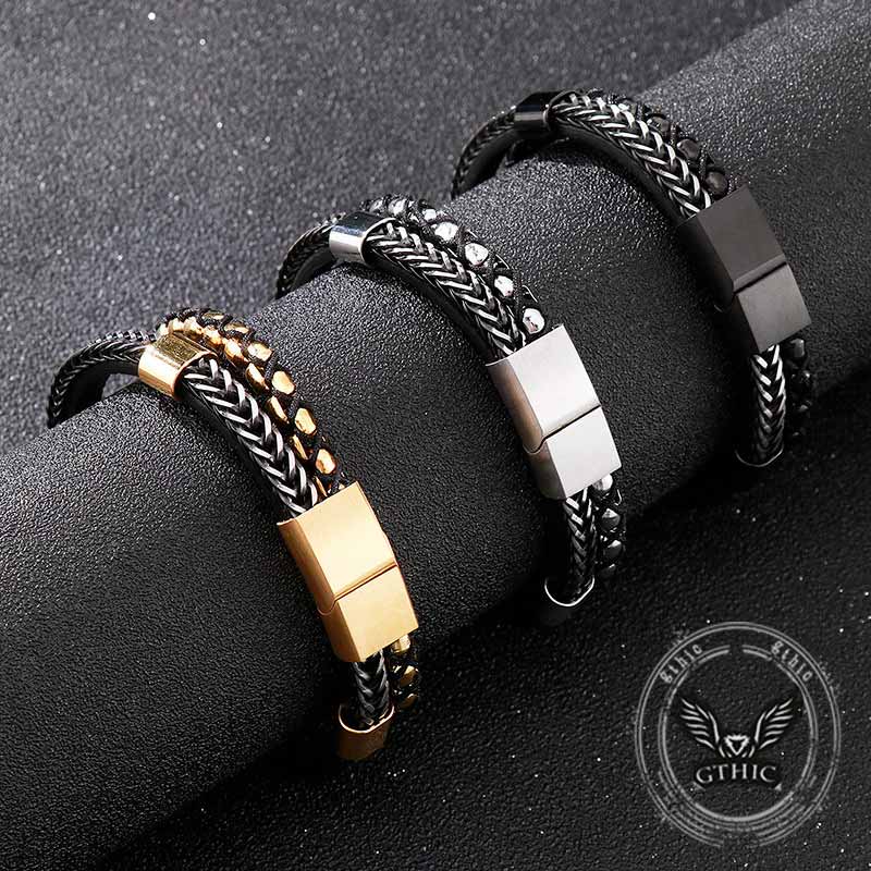 Multi-Layer Braided Stainless Steel Magnet Clasp Bracelet
