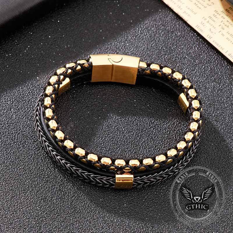 Multi-Layer Braided Stainless Steel Magnet Clasp Bracelet
