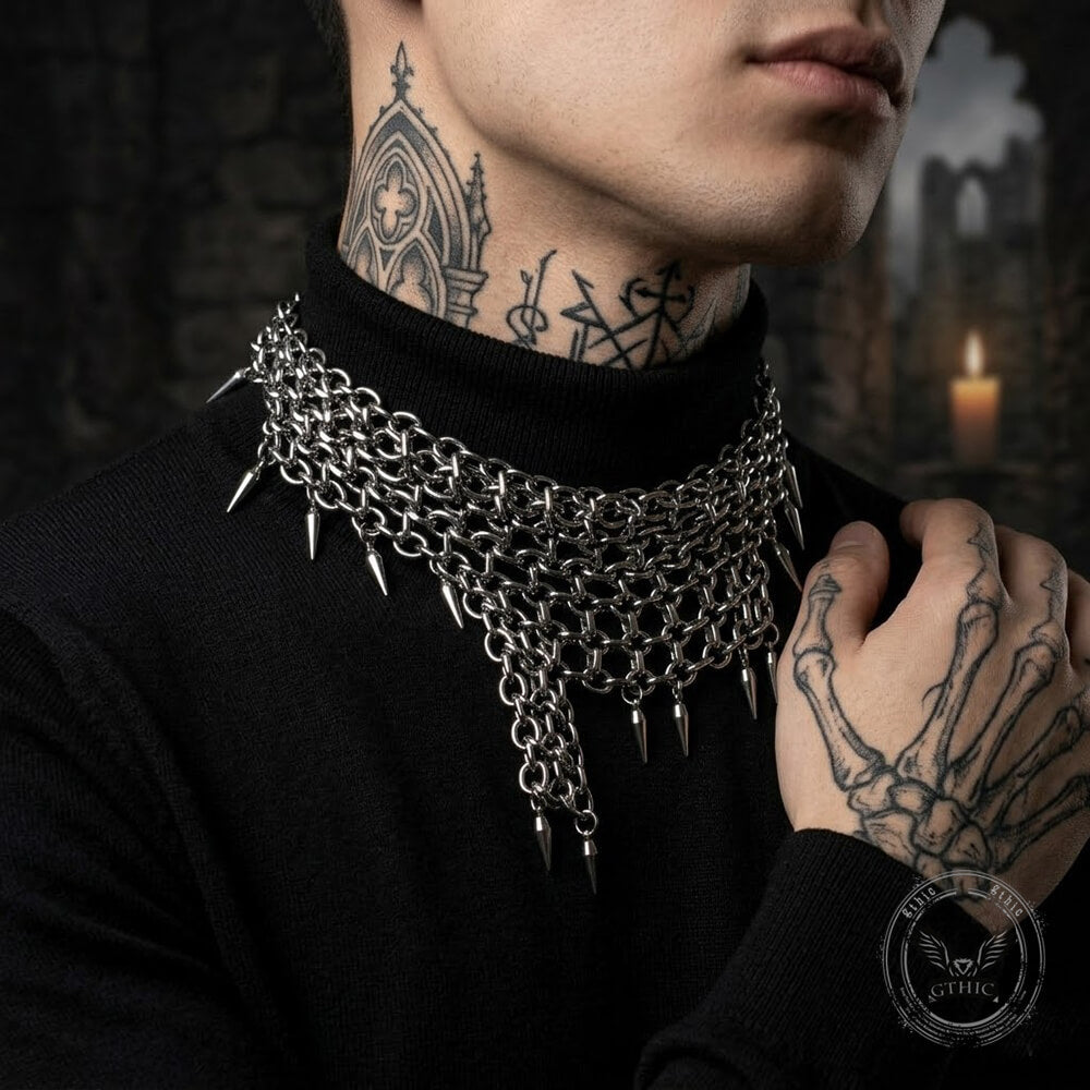 Multi-Layered Studded Punk Stainless Steel Clavicle Necklace