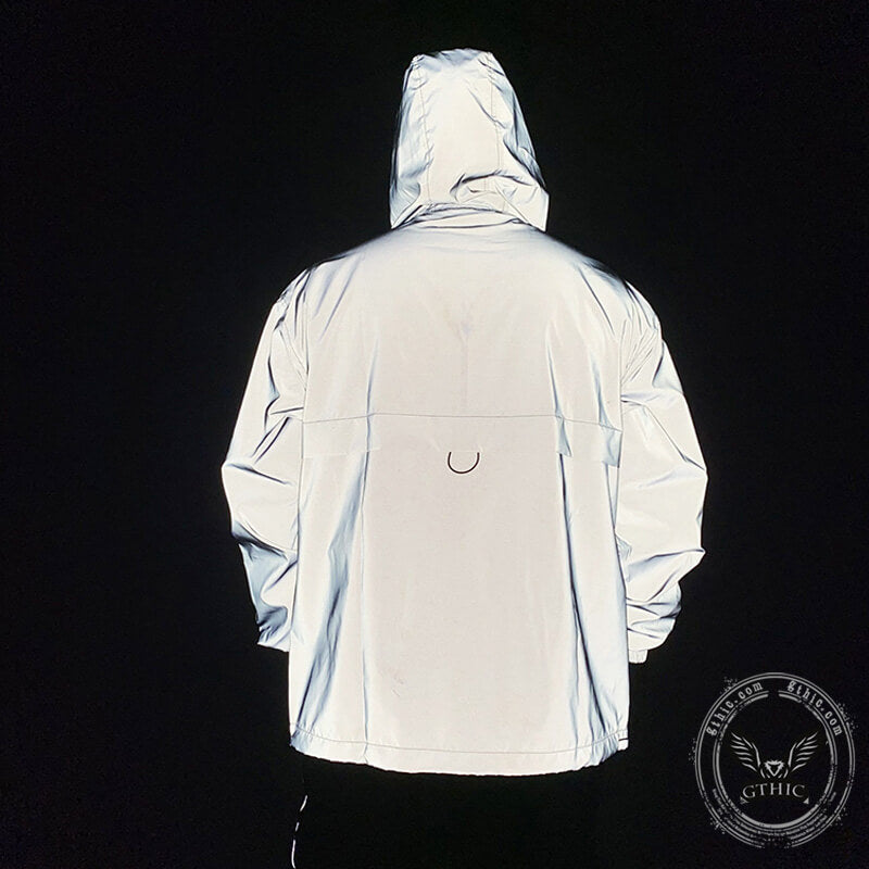 Multi-Pocket Colorful Reflective Polyester Hooded Jacket | Gthic.com