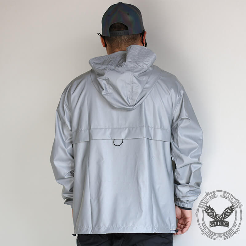 Multi-Pocket Colorful Reflective Polyester Hooded Jacket | Gthic.com