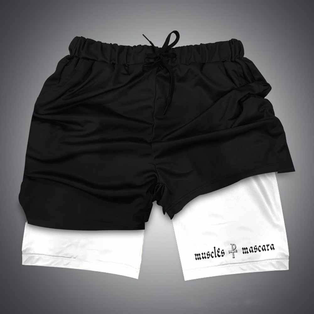 Muscles & Mascara Print Lace-Up Gym Shorts 01 | Gthic.com