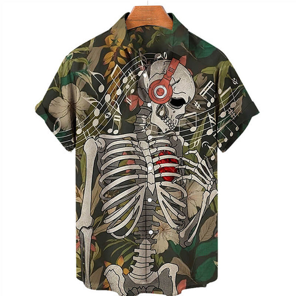 Music Skull Spandex Hawaiian Shirt | Gthic.com