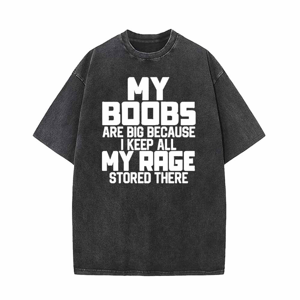 My Boobs Are Big Vintage Washed T-shirt 01 | Gthic.com