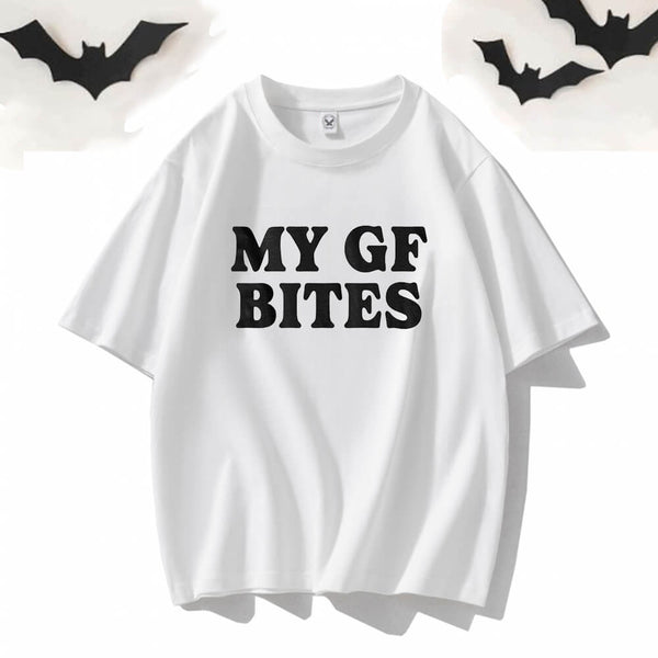 My GF Bites Crew Neck Short Sleeve T-shirt | Gthic.com