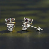 Mysterious Skull Spider Halloween Sterling Silver Earrings