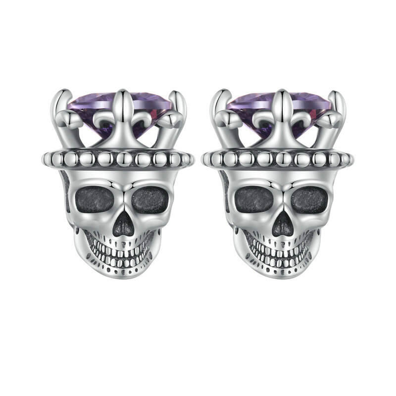 Mysterious Skull Spider Halloween Sterling Silver Earrings