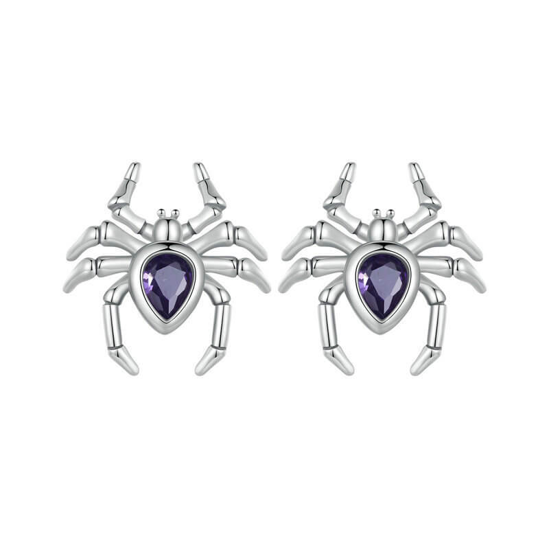 Mysterious Skull Spider Halloween Sterling Silver Earrings