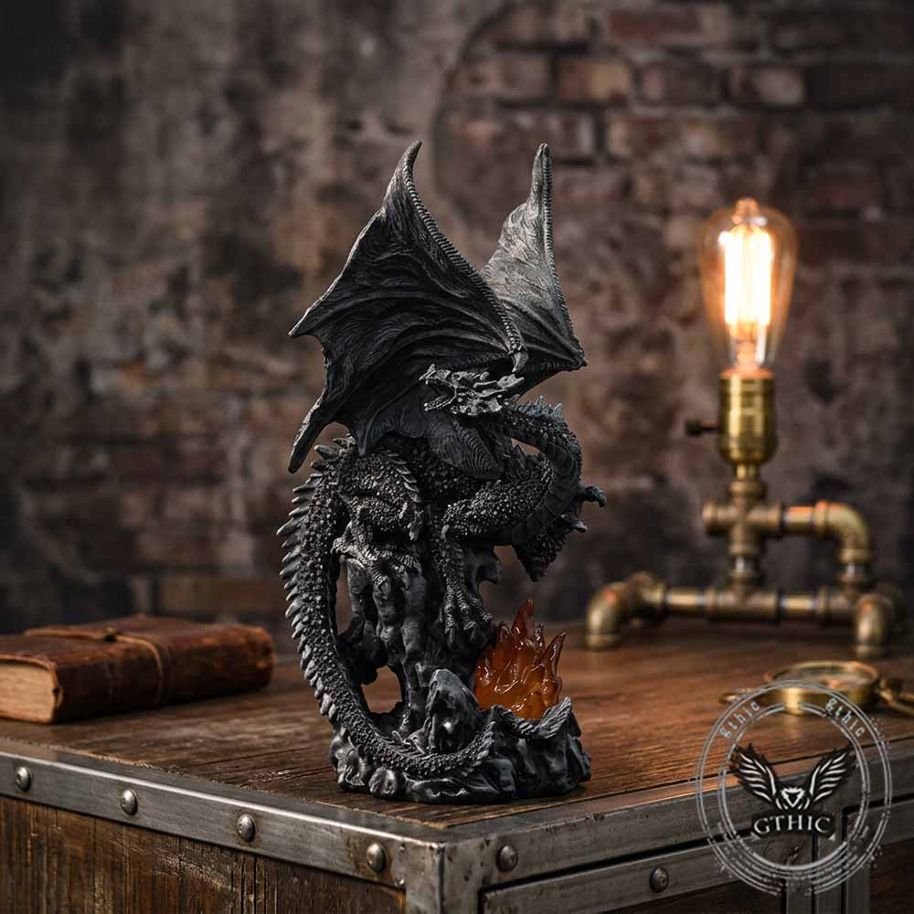 Mythical Dragon Vintage Statue Resin Figurine | Gthic.com