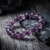 Natural Azeztulite Purple Crystal Beaded Bracelet | Gthic.com