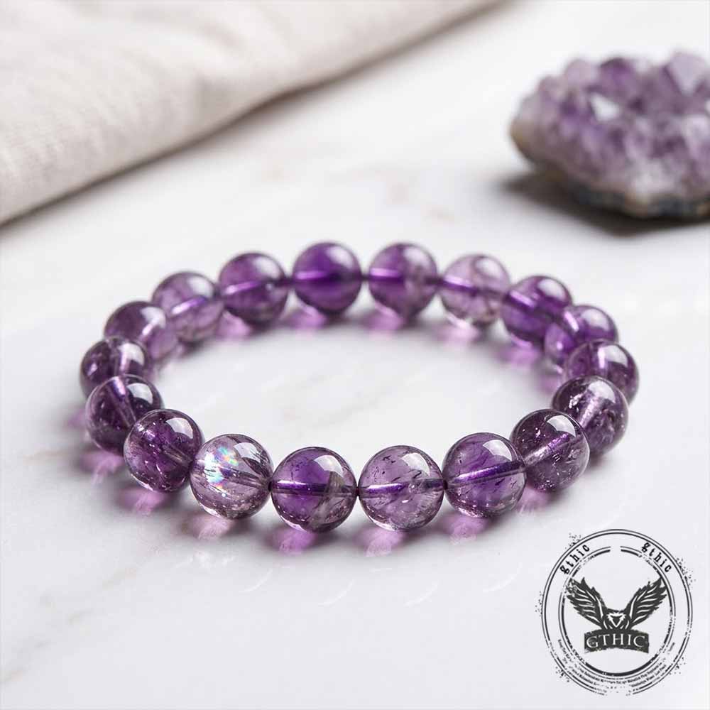 Natural Azeztulite Purple Crystal Beaded Bracelet