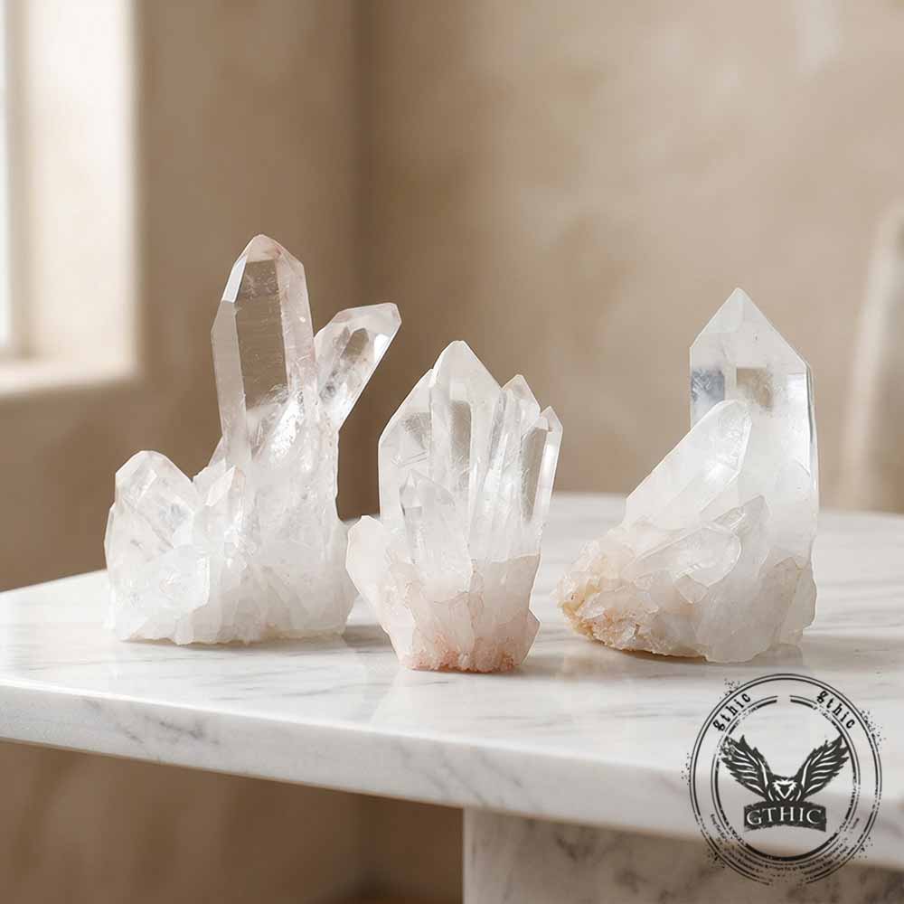 Natural Clear Crystal Cluster Home Decor Figurine | Gthic.com