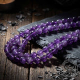 Natural Dream Amethyst Crystal Simple Bead Bracelet | Gthic.com