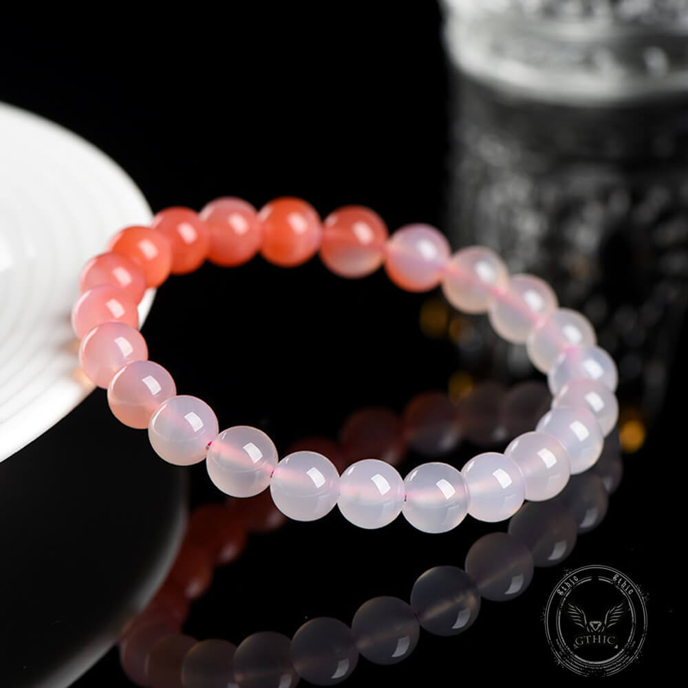 Natural Gradient Pink Yanyuan Agate Bead Bracelet | Gthic.com