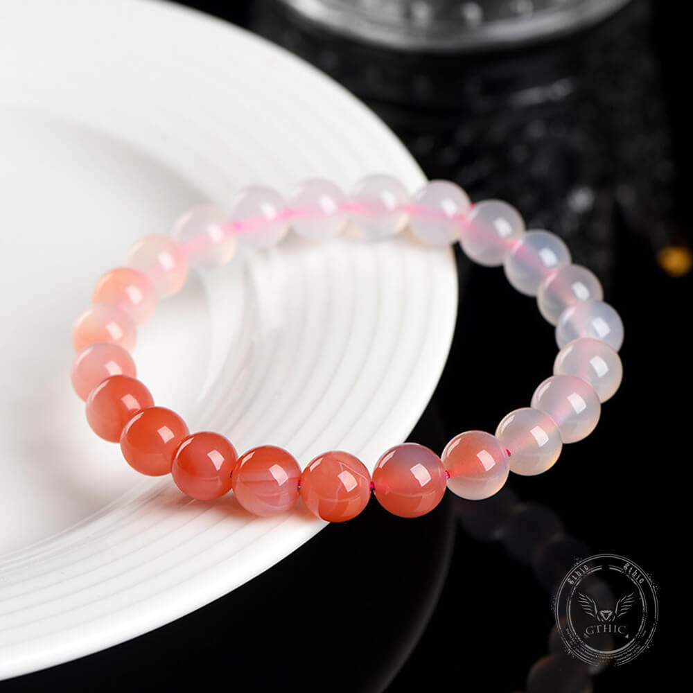 Natural Gradient Pink Yanyuan Agate Bead Bracelet | Gthic.com