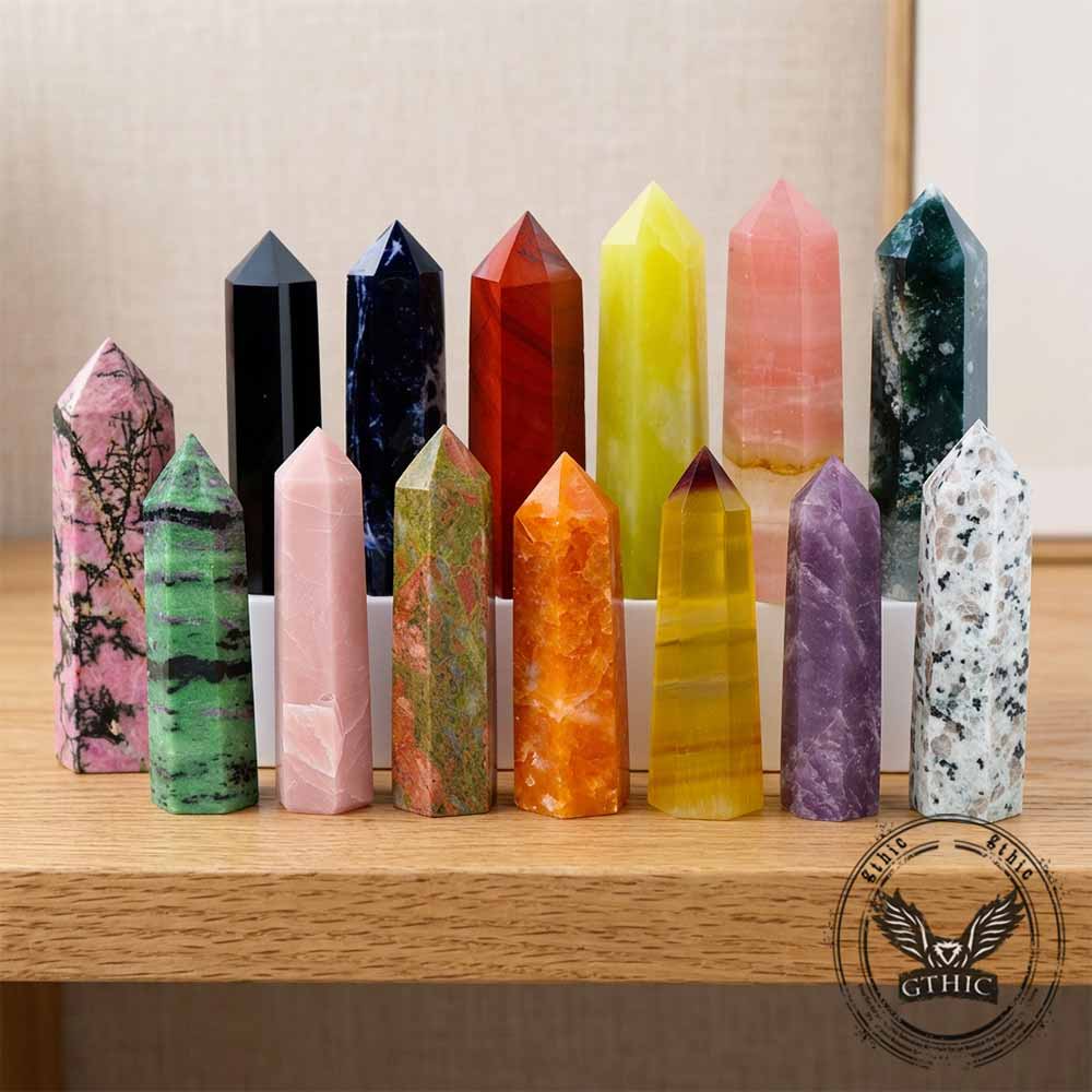 Natural Hexagonal Prism Purple Crystal Tower Figurine | Gthic.com