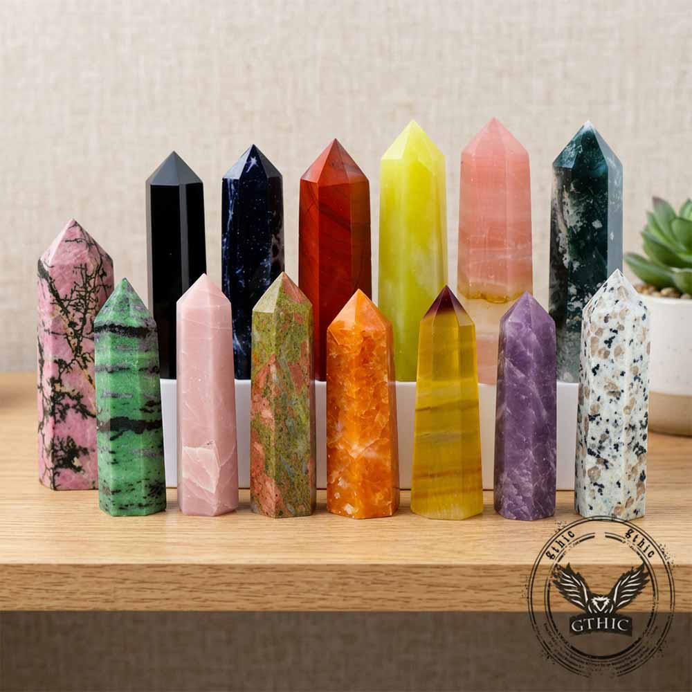 Natural Red Crystal Exquisite Hexagonal Tower Figurine | Gthic.com