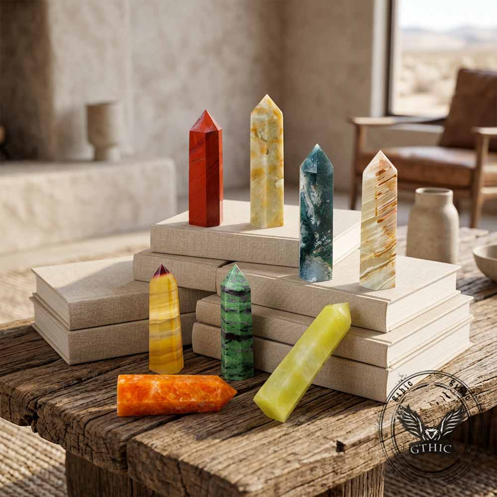 Natural Red Crystal Exquisite Hexagonal Tower Figurine | Gthic.com