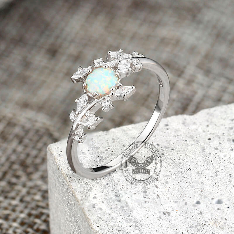 Nature Vine Opal Sterling Silver Ring | Gthic.com