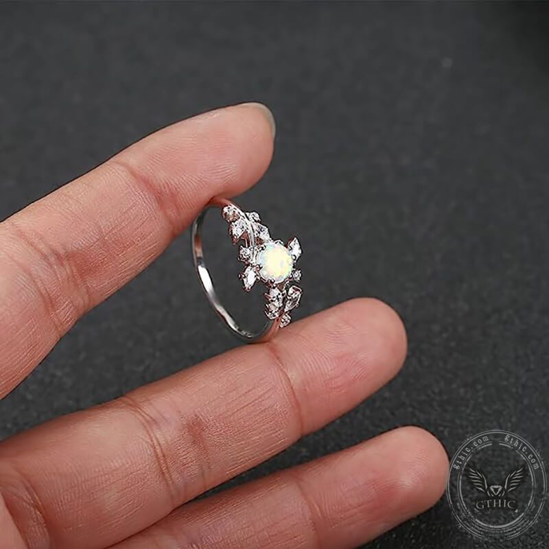 Nature Vine Opal Sterling Silver Ring | Gthic.com