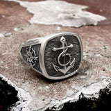 Navy Anchor Sterling Silver Marine Ring | Gthic.com