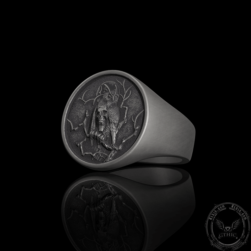 Night Owl Skull Sterling Silver Ring | Gthic.com