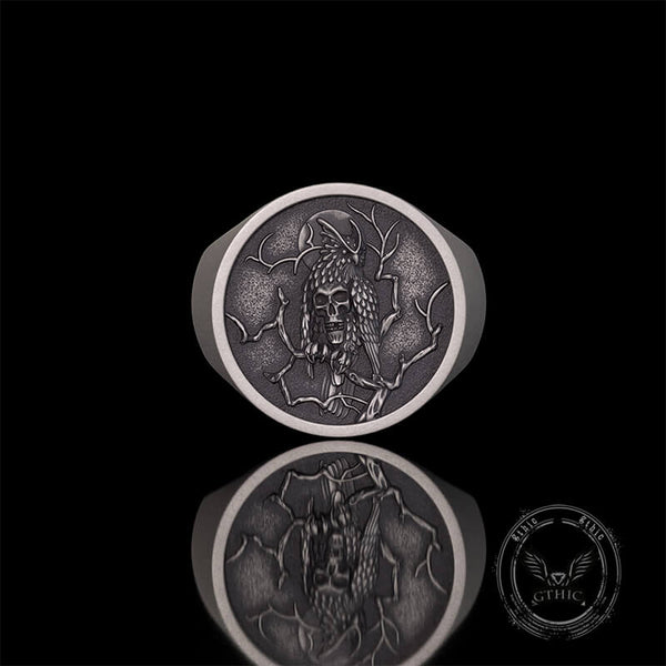 Night Owl Skull Sterling Silver Ring | Gthic.com