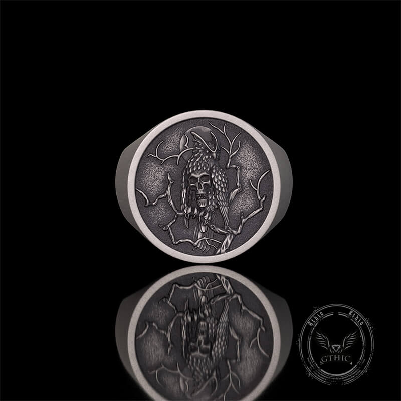 Night Owl Skull Sterling Silver Ring | Gthic.com