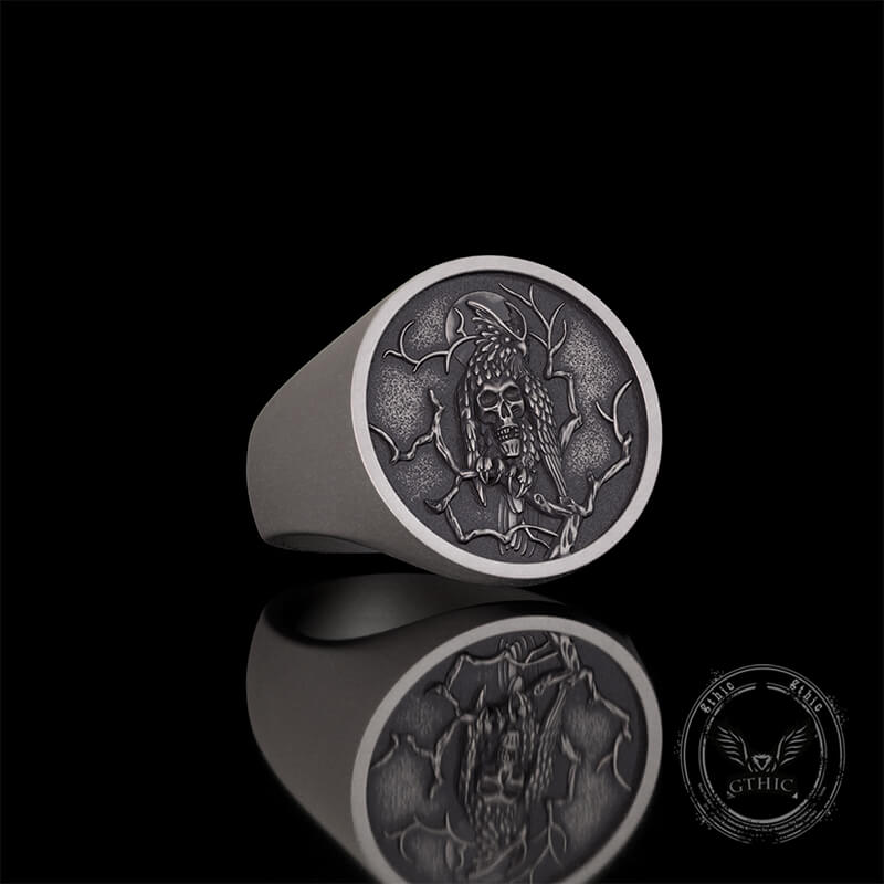 Night Owl Skull Sterling Silver Ring