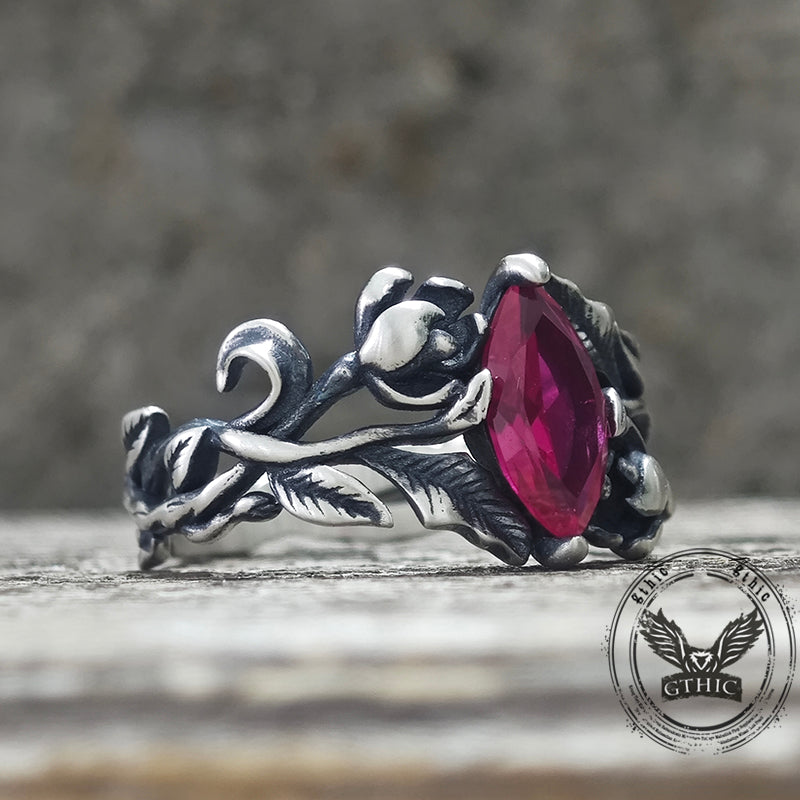 Night Rose Gemstone Sterling Silver Ring | Gthic.com