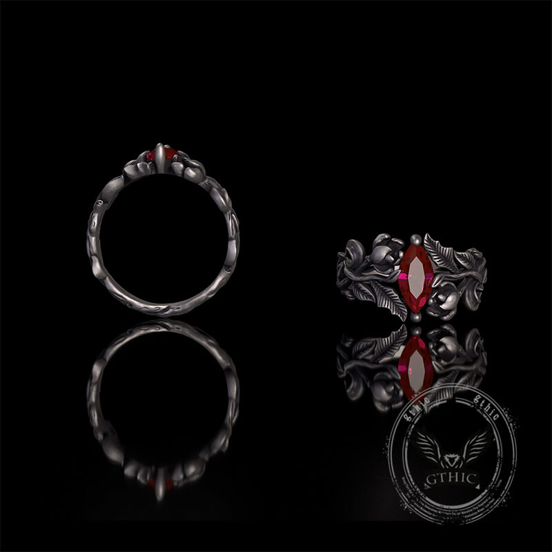 Night Rose Gemstone Sterling Silver Ring | Gthic.com