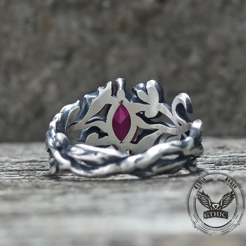 Night Rose Gemstone Sterling Silver Ring