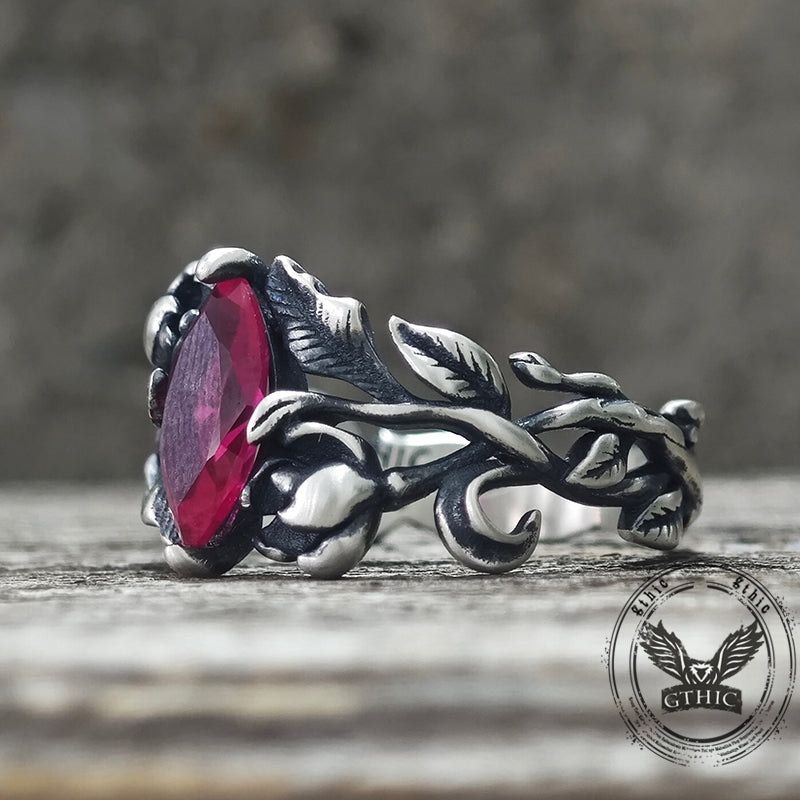 Night Rose Gemstone Sterling Silver Ring | Gthic.com