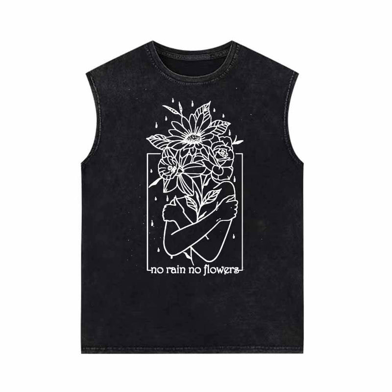 No Rain No Flowers Beauty Vintage Washed Vest Top | Gthic.com