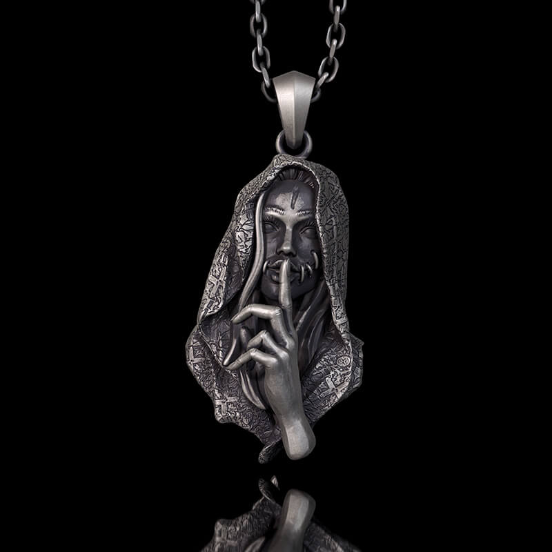 No Speak Sterling Silver Witch Pendant 01 | Gthic.com