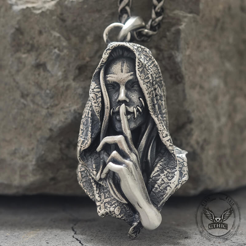 No Speak Sterling Silver Witch Pendant