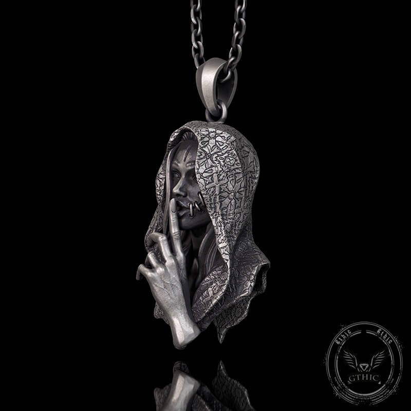 No Speak Sterling Silver Witch Pendant 02 | Gthic.com